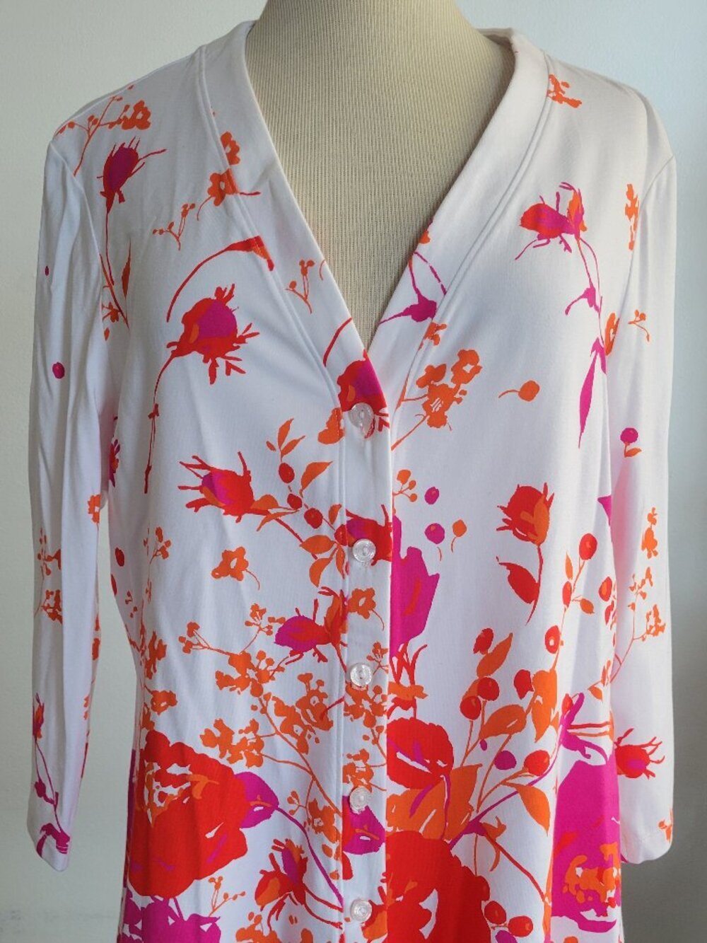 Isaac Mizrahi Live! Women's White Orange Floral Peplum Sweater (Size: Medium) - Picture 13 of 14